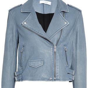 Iro Ashville Leather Jacket 38 Blue Azure